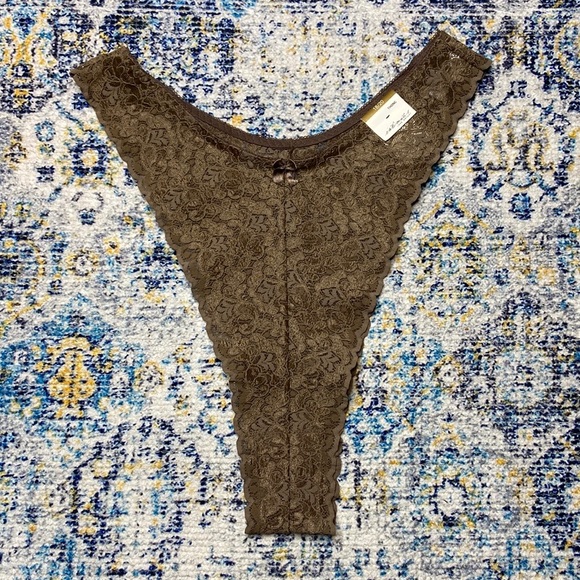 Lane Bryant Other - NWT Vintage Intimates by Lane Bryant Bronze Lace Bow Accent High Cut Thong 18/20